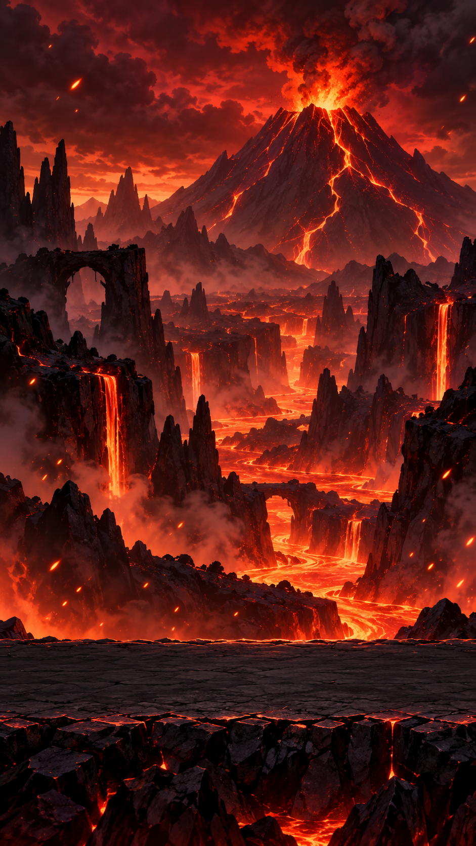 Volcano environment in One More Try: Bounce